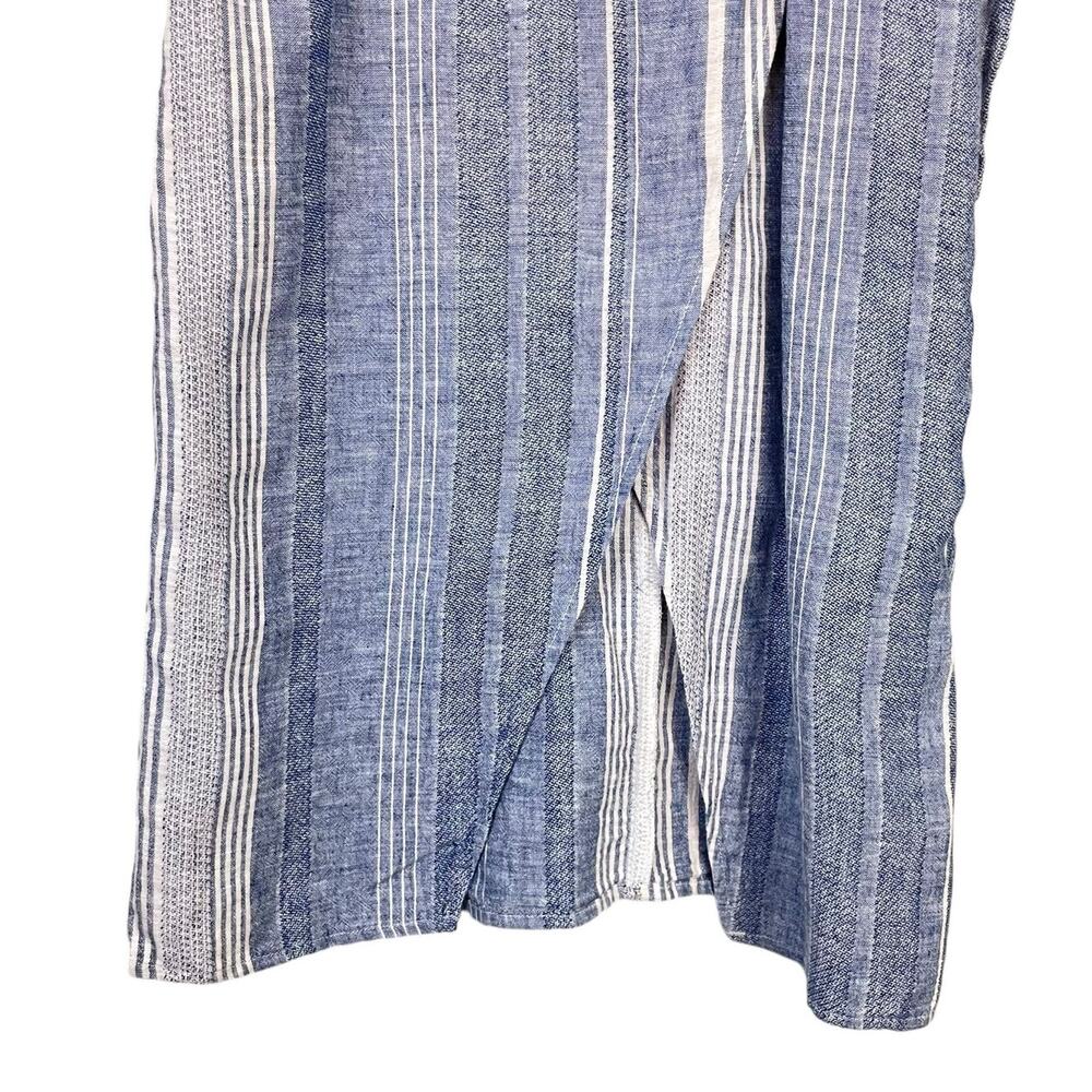 Express NWT Blue White Stripe Linen Blend Cut Out Strappy Wrap Midi Dress - Picture 9 of 12